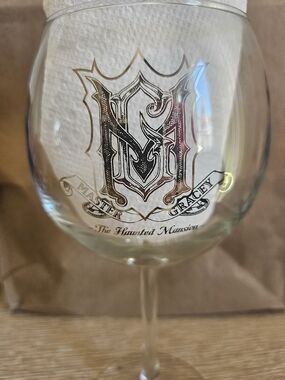 Master Gracey Haunted MansionDisney Clear Stemmed Wine Glass with Etched Marking